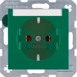 Berker 47501903 Presa SCHUKO con campo di etichettatura verde, opaca Berker S.1/B.3/B.7
