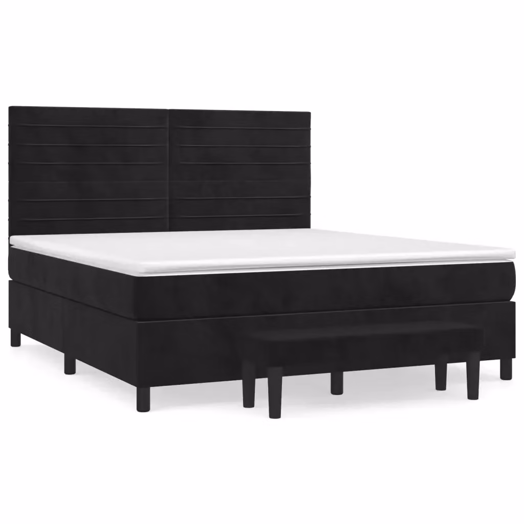 Letto Ibrido con Giroletto a Molle e Materasso vidaXL in Velluto Nero, L/P: 180 x 200 cm – 2