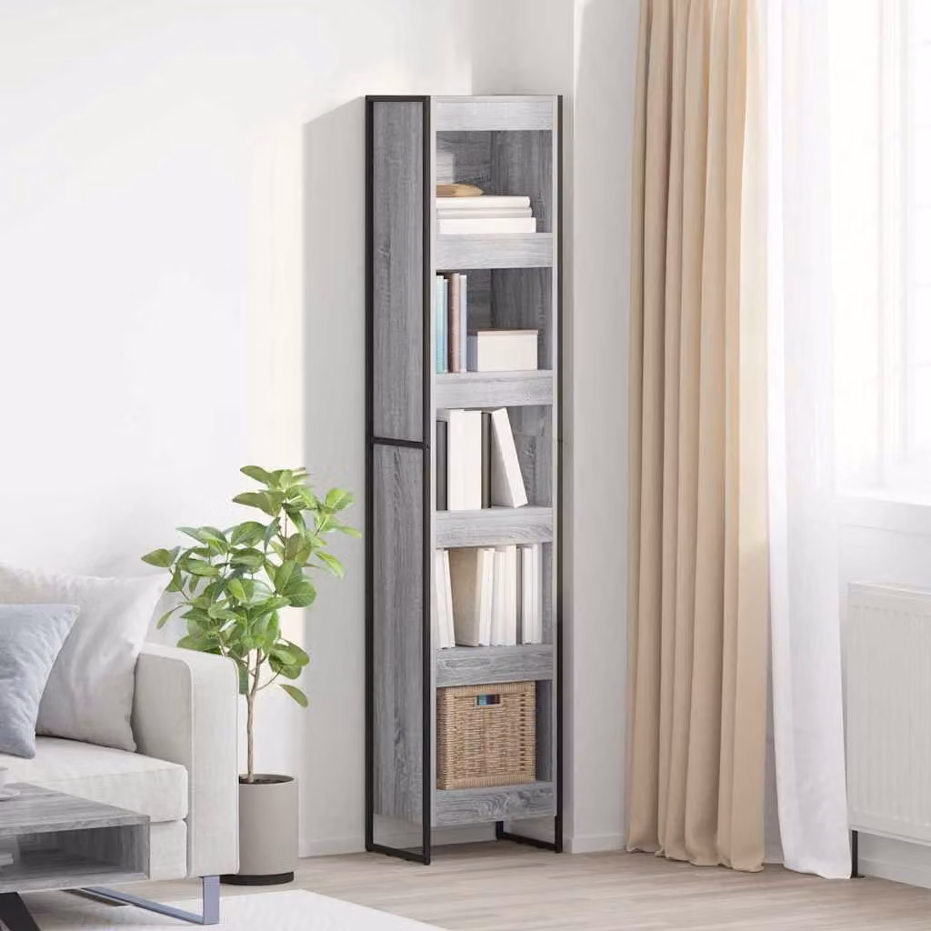 Armadio per Libri Industrial vidaXL in Legno e Metallo Grigio L: 40 cm, P: 30 cm, H: 189,5 cm