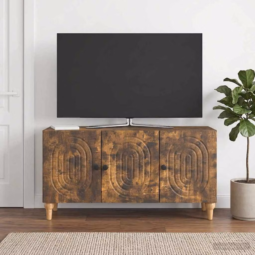 Mobile TV vidaXL in legno ingegnerizzato Rovere Fumo, L 99 x P 34,5 x H 50 cm