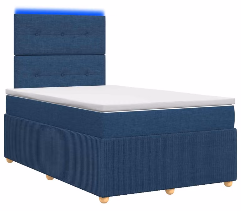 Letto boxspring LED con materasso blu 120 x 190 cm Tessuto