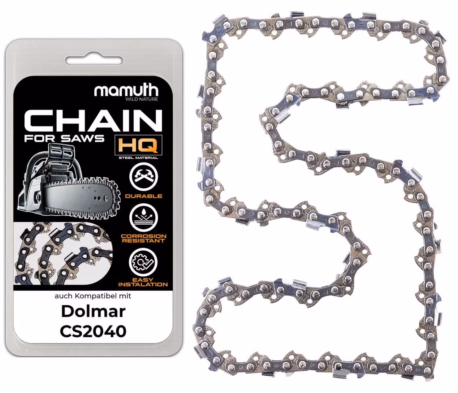 Catena per motosega, lunghezza 35 cm, spessore 1,3 mm, passo 3/8", modello 52 TG, compatibile con Dolmar CS2040