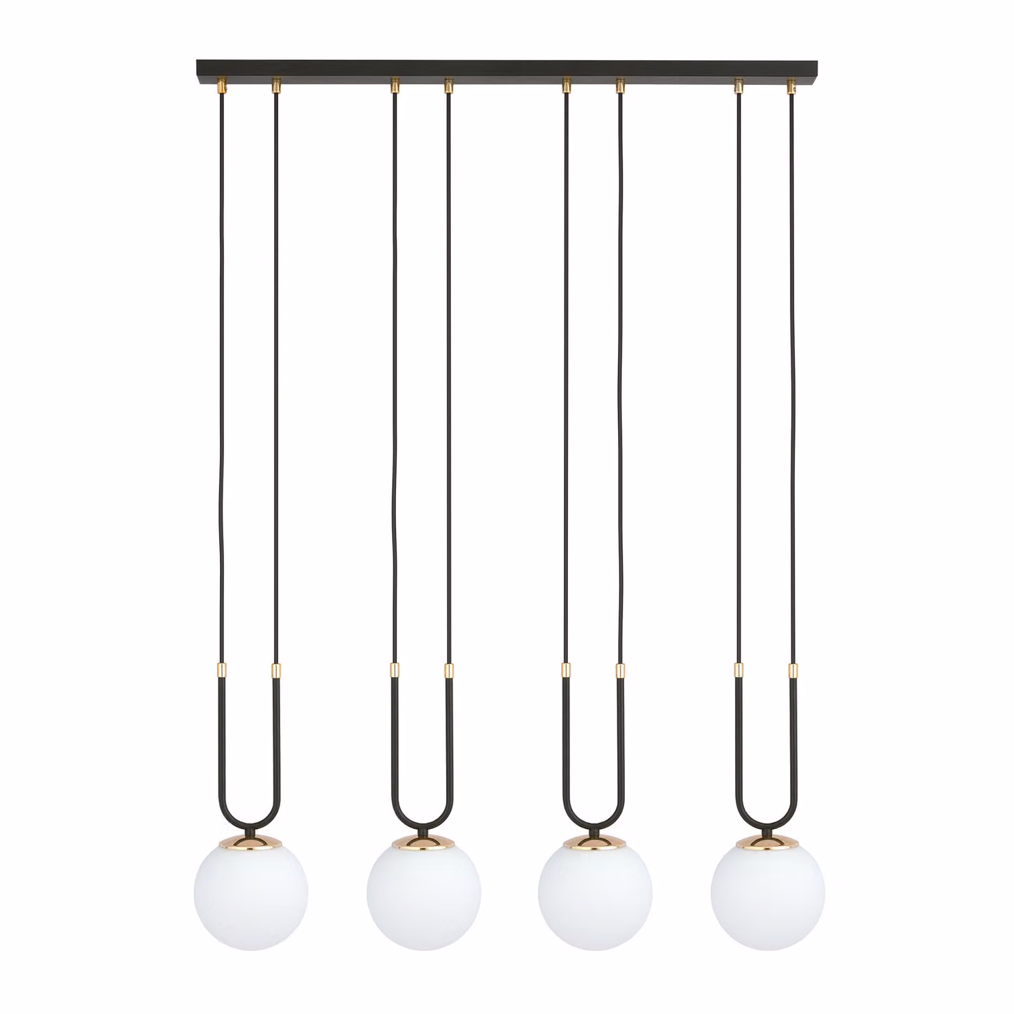 Lampadario Emibig 4xE14 40W GLAM 4 NERO/OPAL 1112/4