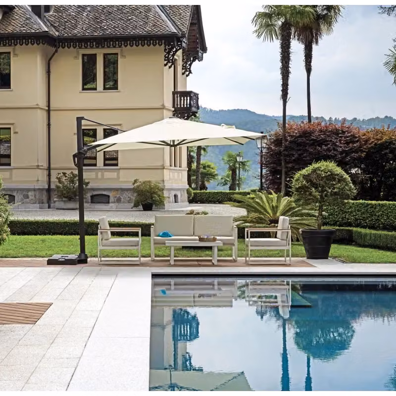 Ombrellone Quadrato Tennessee Moia Spa Ecru con Mezza Base in Poliestere 300 g L/P: 300 x 300 cm – 2