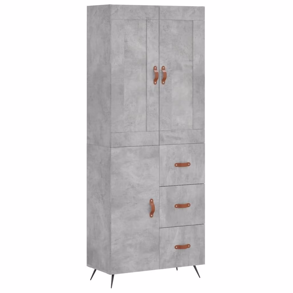 Credenza Grigio Cemento 69,5x34x180 cm in Legno Multistrato