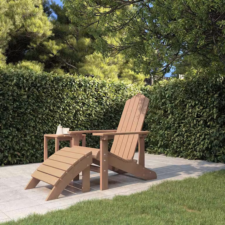 Sedia da giardino Adirondack con poggiapiedi vidaXL in HDPE marrone