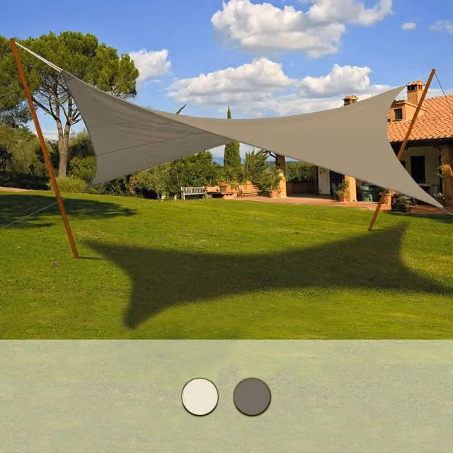Vela ombreggiante rettangolare Re.Garden in poliestere con tiranti, Colore: Beige, 4 x 3 m