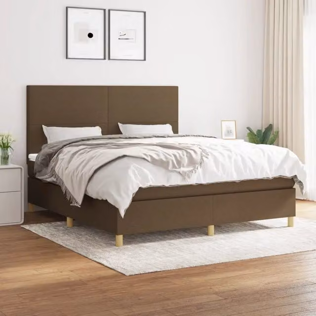 Letto Ibrido con Giroletto a Molle e Materasso vidaXL, Marrone e Bianco, L/P: 160 x 200 cm