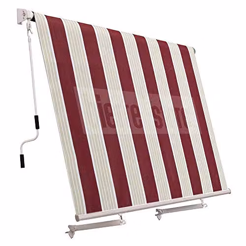 Tenda da Sole per Balcone a Caduta Eco Sangiorgio Colore: Rigato Bordeaux/Crema, Formato: 4 x 3 m
