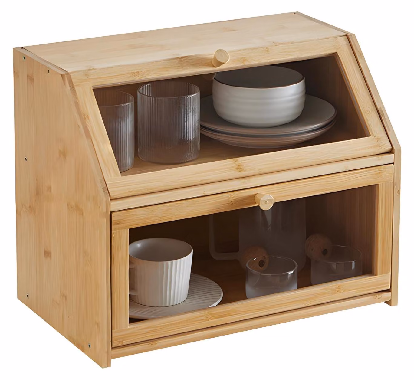 Elzusha - Portaoggetti da cucina in bambù con 3 ripiani - Design a scala - Trasparente