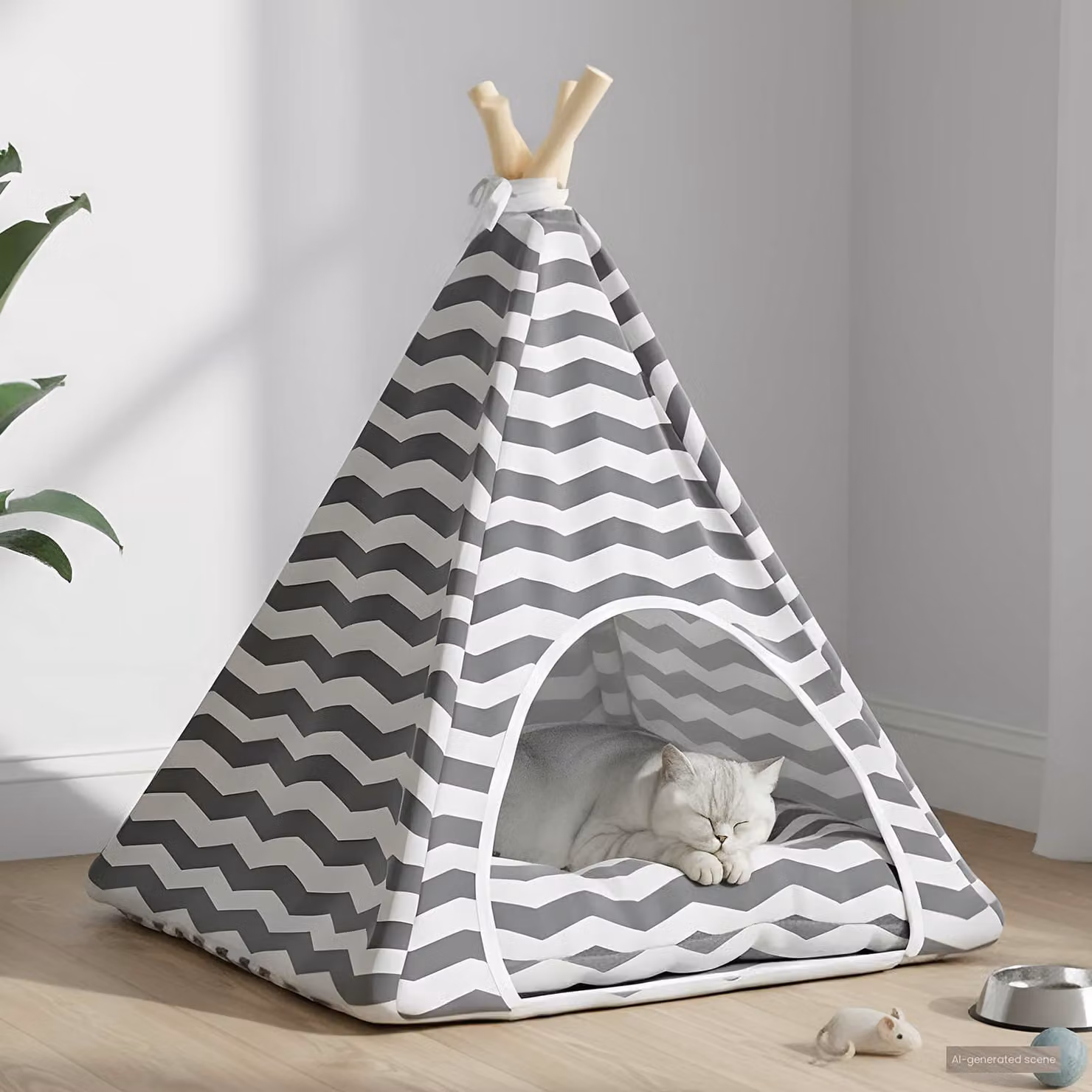 vidaXL Tenda per animali con cuscino Bianco e Grigio L/P/H: 50 x 50 x 60 cm