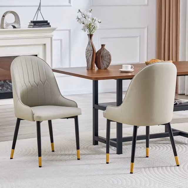 Set di 2 sedie da pranzo imbottite MINIMAL in similpelle grigia con schienale design