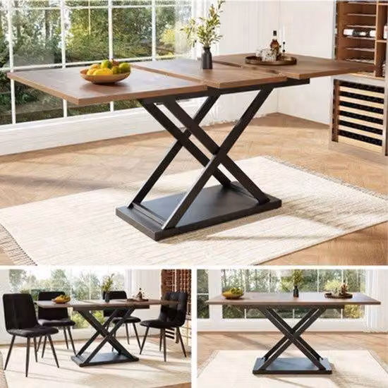 Tavolo pieghevole in legno di noce, tavolo da pranzo, tavolo pieghevole, tavolo allungabile, design salvaspazio
