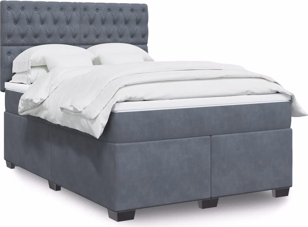 Maison Exclusive - Giroletto a Molle con Materasso Grigio Scuro 140x190 cm Velluto
