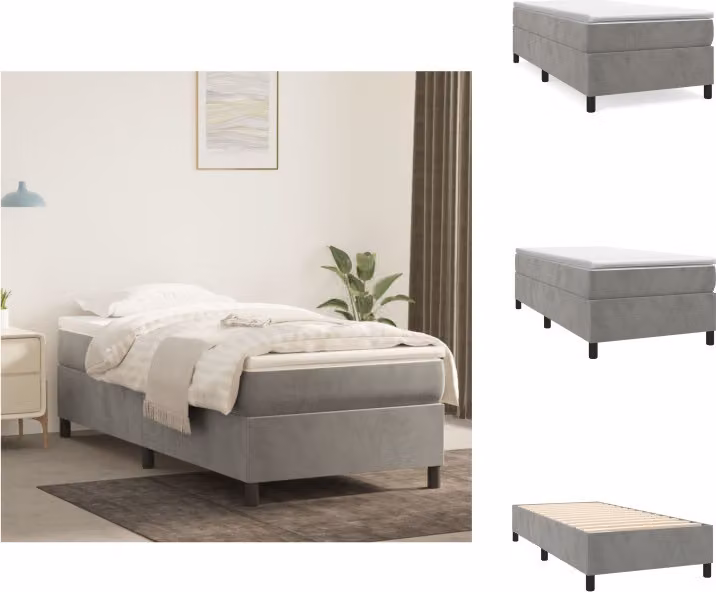 vidaXL Letto boxspring grigio chiaro 90x190 cm in velluto - Letti e strutture letto