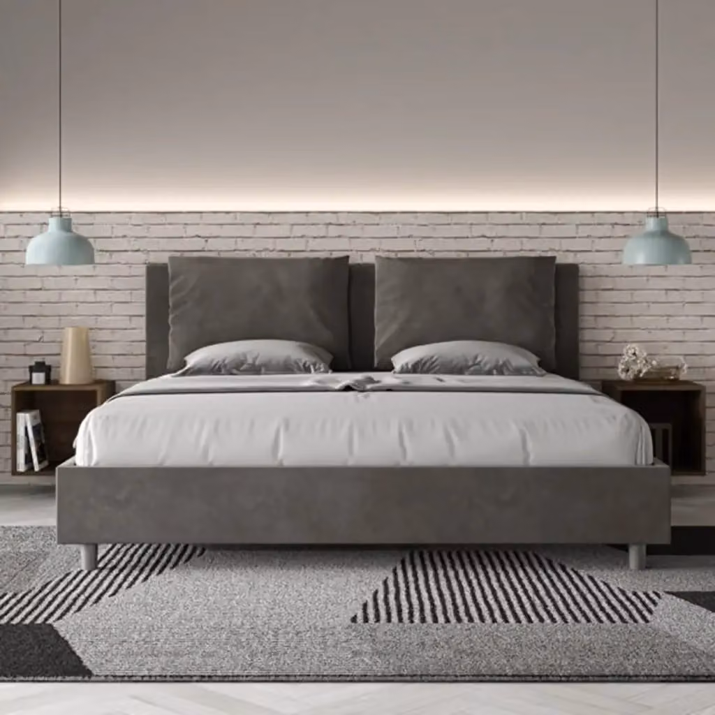 Letto imbottito Antea Ityhome in microfibra grigio L: 195 cm, P: 222 cm, H: 110 cm – 2