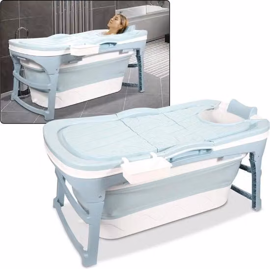 Ligbad opvouwbaar per adulti - Bagno da letto pieghevole - Bagno da letto libero - XL-132x60x50cm - Blu