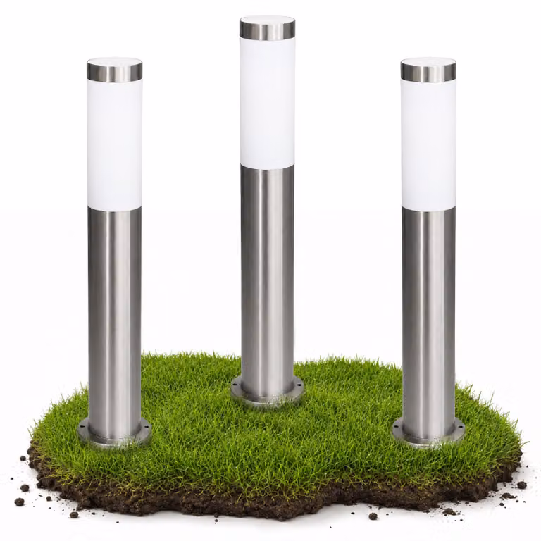 Set di luci Wegeleuchten, composto da 3 pezzi, in acciaio inossidabile, lunghezza 50 cm, attacco E27, grado di protezione IP44