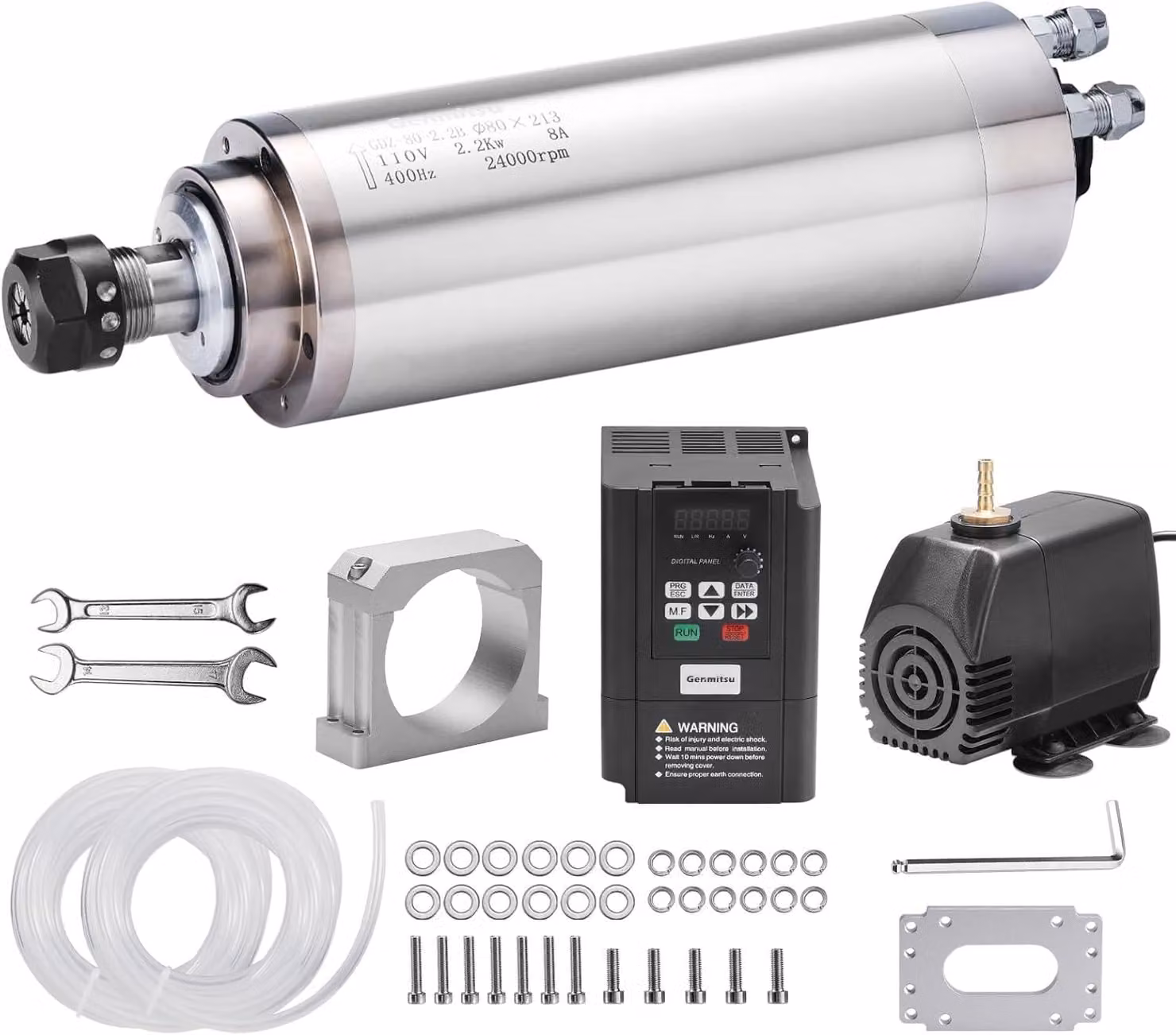 Kit di aggiornamento per mandrino CNC a raffreddamento ad acqua, con motore da 2,2 kW e controllore VFD