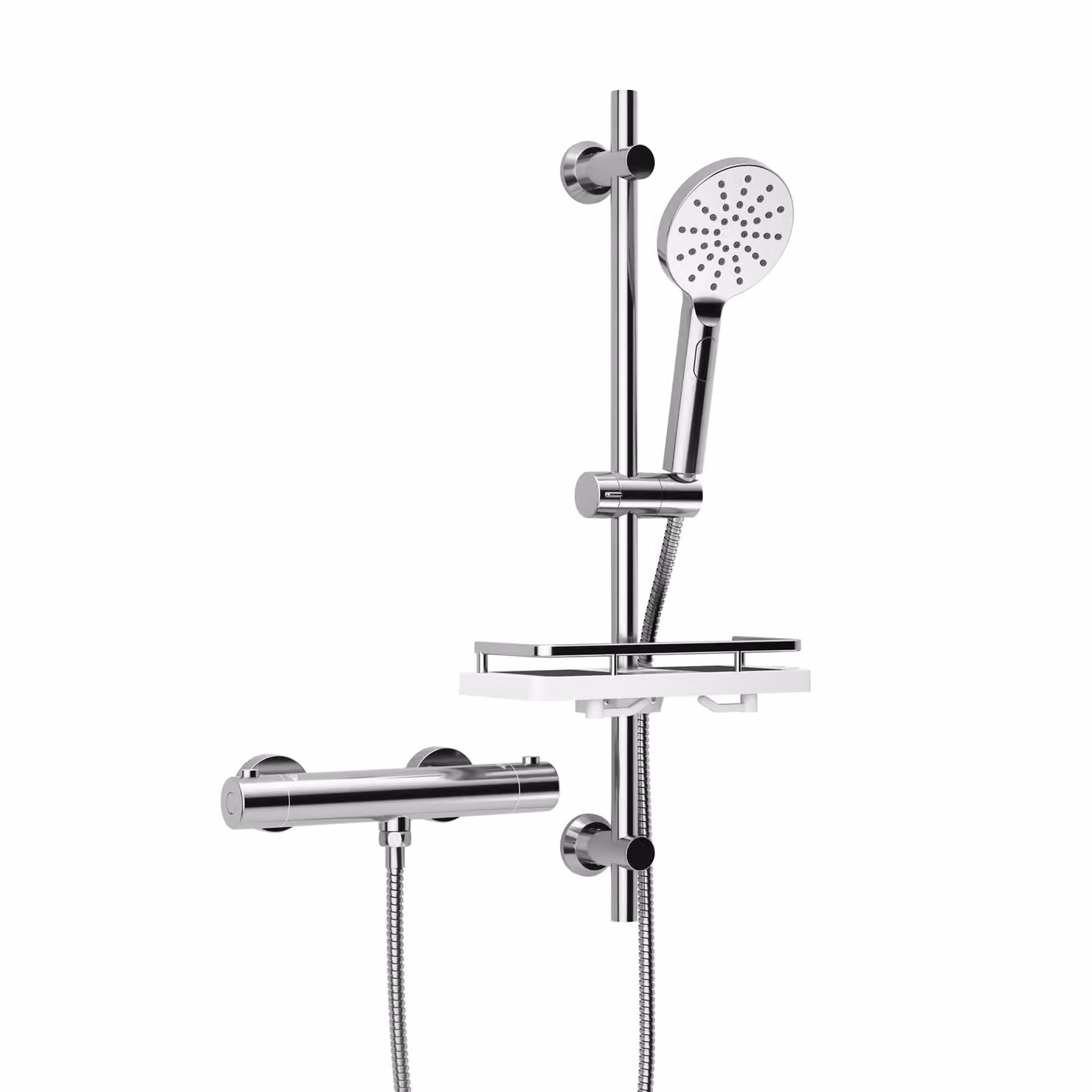 JOHO Sistema doccia termostatico con rubinetto e asta doccia con piatto doccia, miscelatore termostatico doccia+asta doccia in acciaio inox 70cm cromo