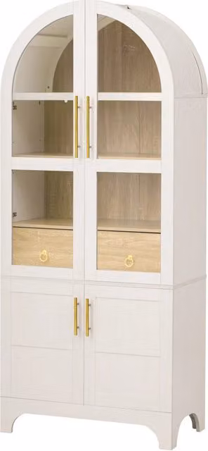 Highboard bianco con ripiani regolabili e cassetto, armadio da cucina con vetro rigato, ampio spazio di archiviazione, ideale per soggiorno, cucina e sala da pranzo