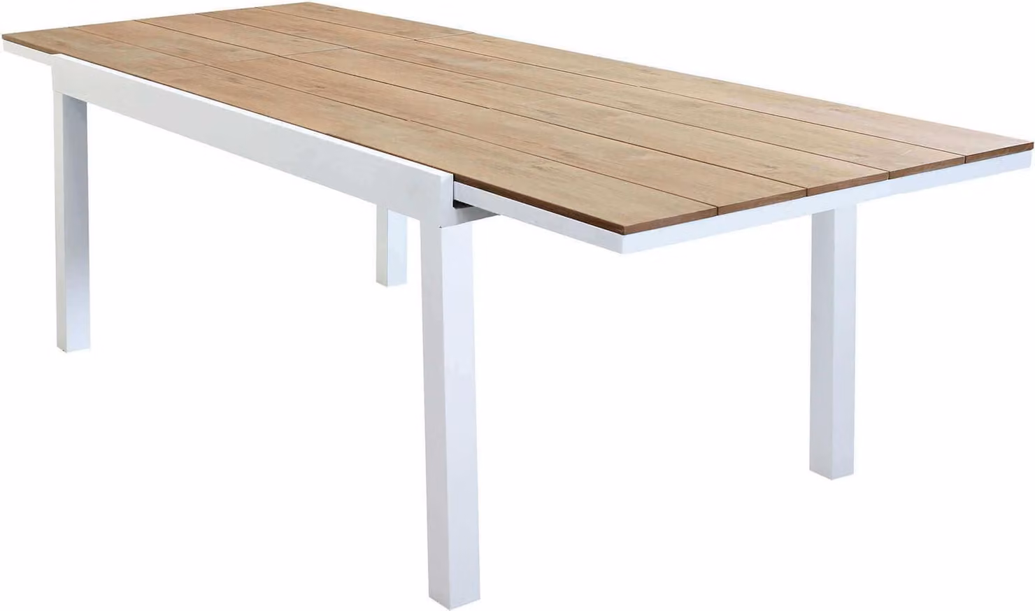 Milani Home - tavolo da giardino allungabile, alluminio e polywood, piano in polywood, 10 posti, bianco e marrone, piano 160/240 x 95 cm