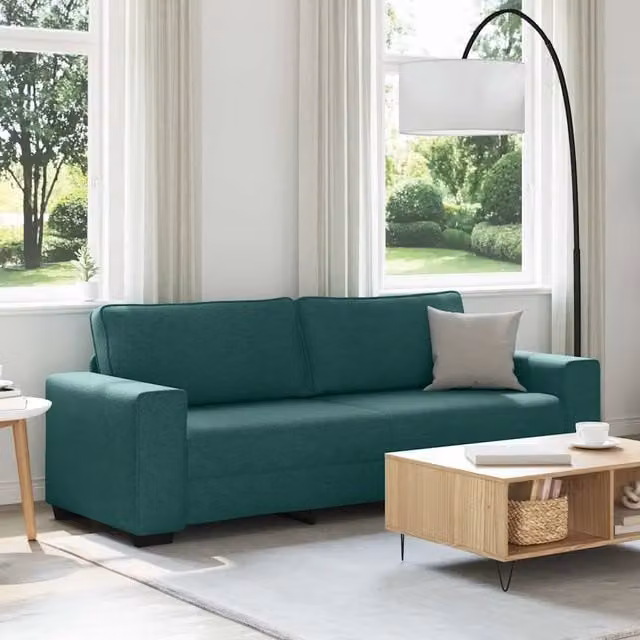 Divano a 3 Posti Verde Scuro 220x77x82 cm in Tessuto 4105181