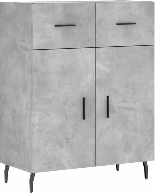 Credenza moderna in legno multistrato e metallo Grigio Cemento L: 69,5 cm, P: 34 cm, H: 90 cm – 1