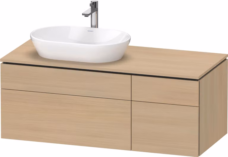 Duravit L-Cube Meuble sous-lavabo en console suspendu, avec plan de toilette en console, 4 tiroirs, vasque à gauche, 1220x482x550mm, LC4876071710000, LC4876071710000