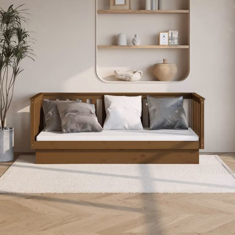 The Living Store Letto da giorno marrone miele 75x190 cm in legno di pino massiccio
