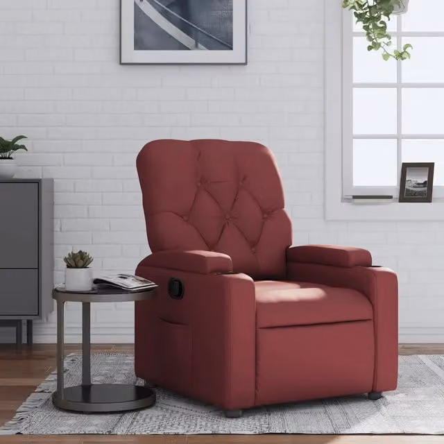 Divano Sedia-Poltrona Reclinabile Rosso Vino in Similpelle 642808