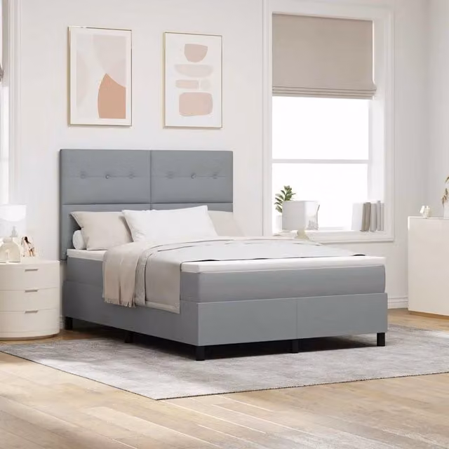 Letto a molle con testiera vidaXL in tessuto grigio L: 160 cm, P: 200 cm, H: 28 cm