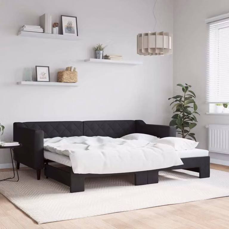 Maison Exclusive - Divano letto estraibile nero 90x190 cm in tessuto