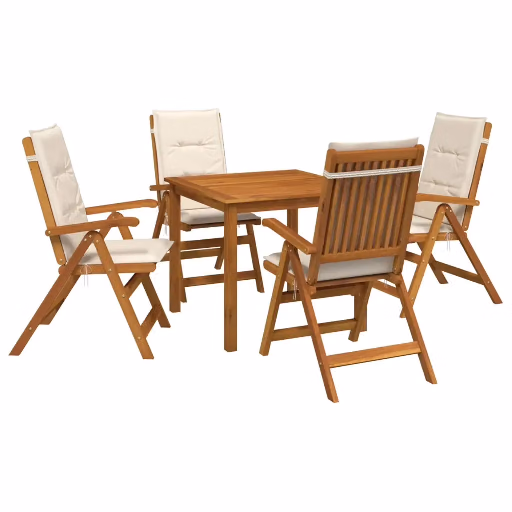 Set da pranzo da giardino vidaXL in legno di acacia oliato, 5 pezzi per 4 persone, beige e marrone – 2
