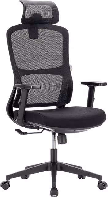 Sedia Direzionale da Ufficio Ergonomica GIORDANOSHOP con Poggiatesta e Poggiabraccia Nera – 1