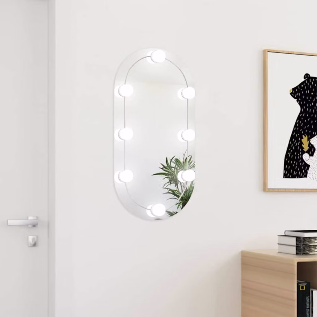 Specchio ovale con luci LED vidaXL in vetro, L: 80 cm, H: 40 cm