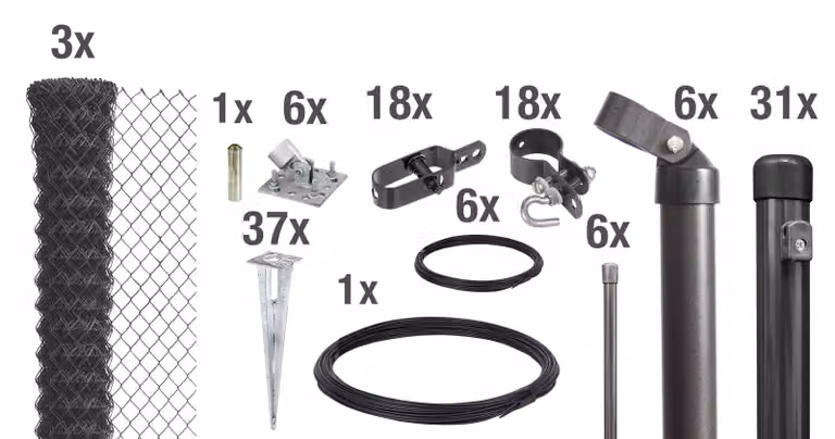 Alberts 631543 Recinzione in rete metallica come set completo di recinzione, con manicotto a terra carrabile, antracite metallizzato, altezza 80 cm, lunghezza 75 m