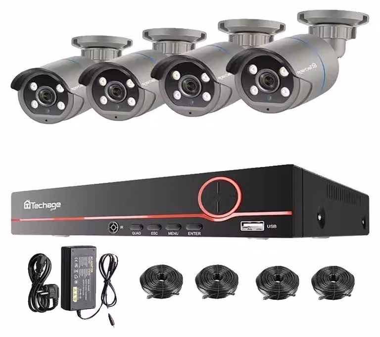 Sistema di videosorveglianza, risoluzione 4MP, compressione H.265, registratore NVR a 8 canali, 2 telecamere 4MP, HDD integrato da 4T