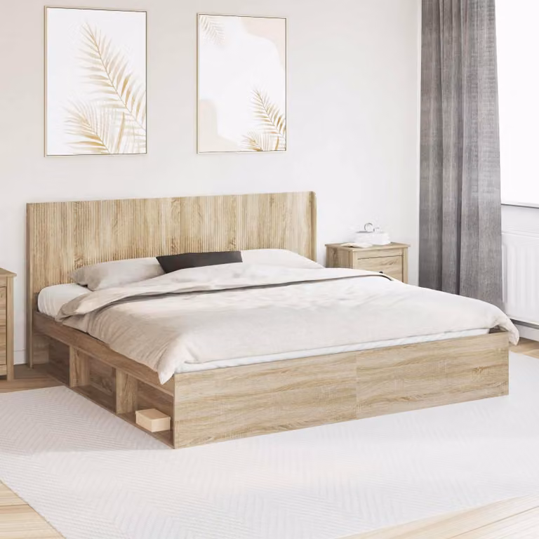 Testiera Letto vidaXL in Legno Ingegnerizzato Rovere Sonoma, Colore Marrone, L: 200 cm, H: 100 cm, P: 7 cm