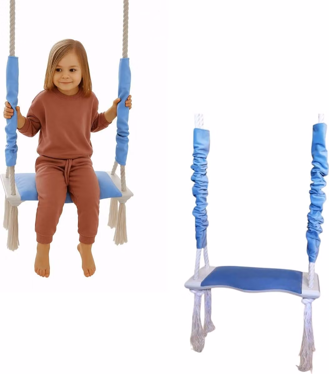 Altalena per bambini | altalena in legno | altalena per bambini | dondolo con cuscino in spugna | corda sospesa