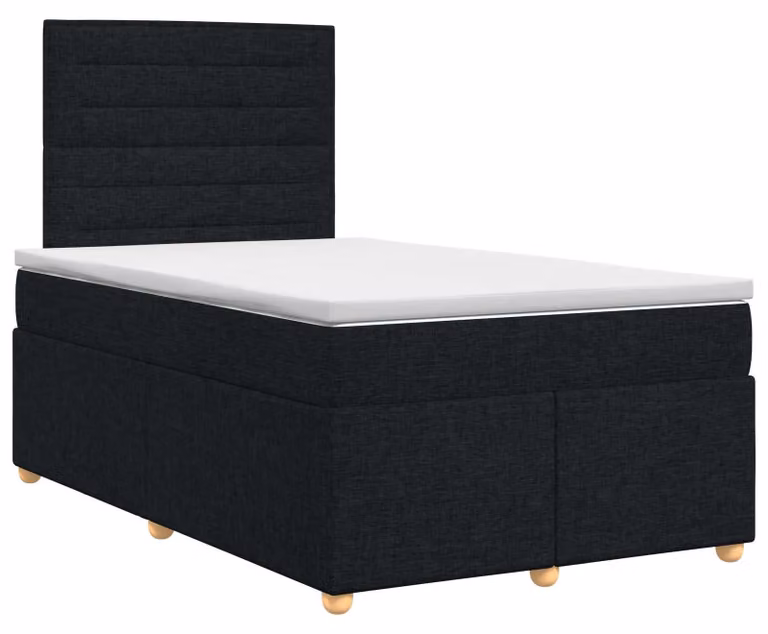 Letto a molle con materasso nero 120 x 200 cm in tessuto