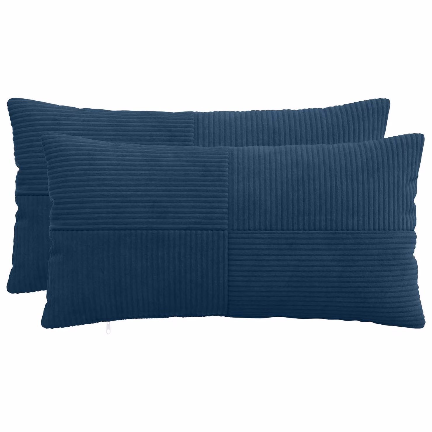 Set di 2 federe vidaXL ALMELO in velluto a coste blu navy, L 40 cm x P 70 cm