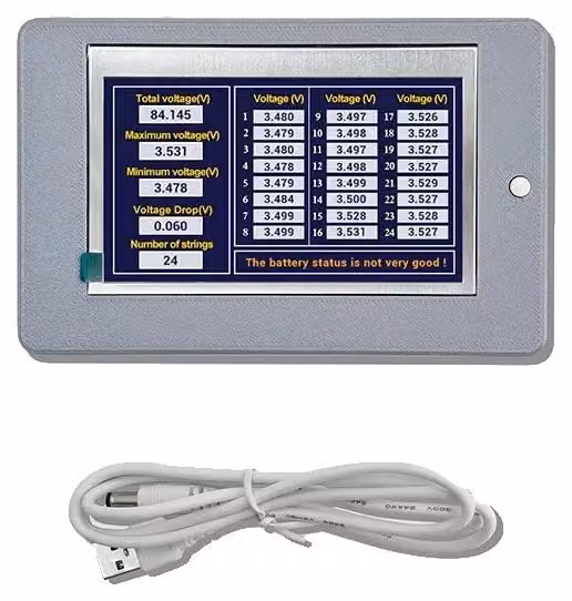 Verificatore di tensione, display a LED, supporto per tensioni negative, tester per batterie da 24V