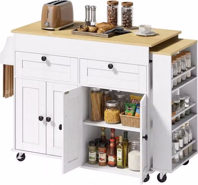 Tavolo da cucina allungabile con ruote ¨C Minimal ¨C bianco