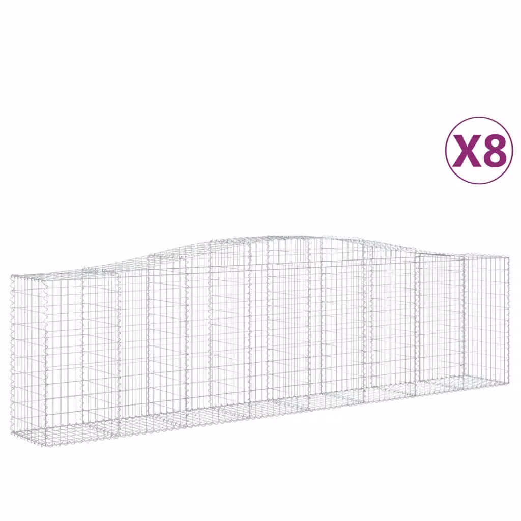 Cesti Gabbioni ad Arco 8 pz 400x50x100/120 cm Ferro Zincato