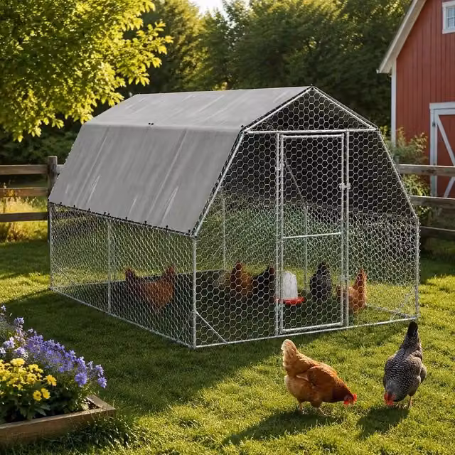 Chicken Coop With Roof 2.5x4x2.25 M Galvanized Steel