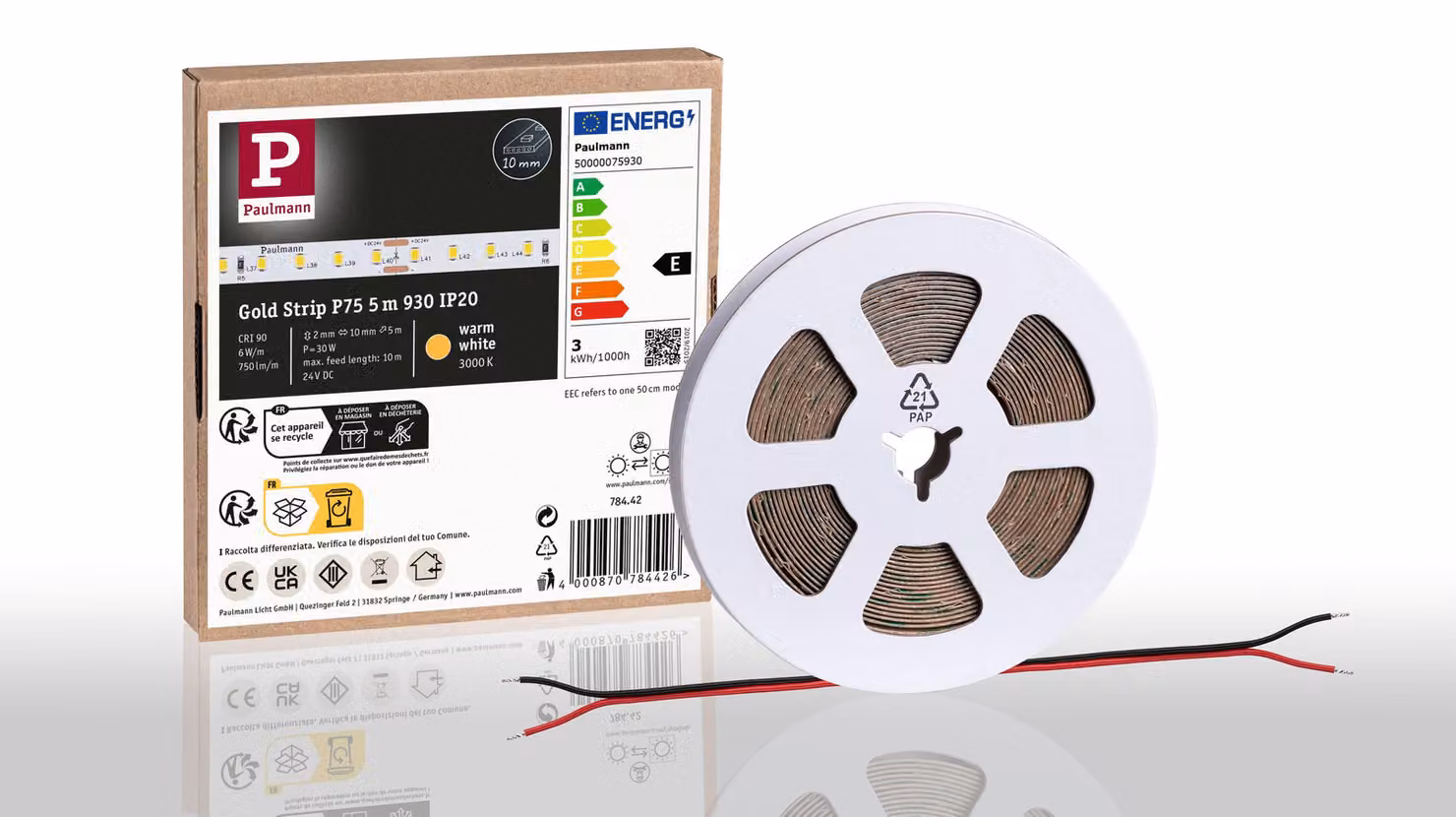 Paulmann Pro Strip, striscia LED dorata, modello P75, 930