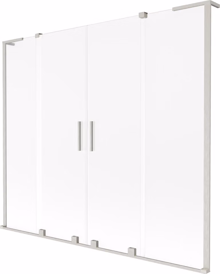 Mexen Velar L Duo parete doccia a 2 ante scorrevoli 200 x 150 cm, ghiaccio, nichel spazzolato - 896-200-003-32-97