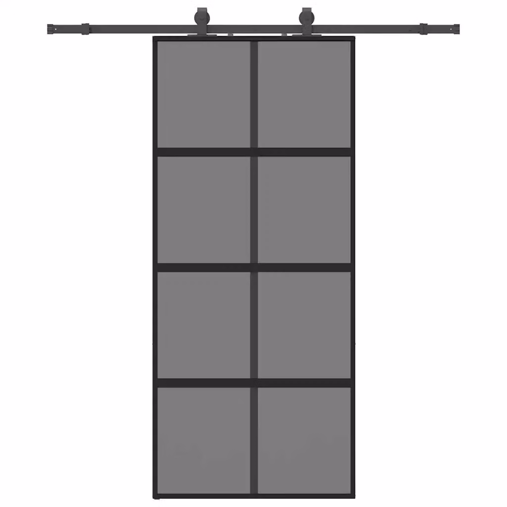 Porta Scorrevole Moderna VIDAXL in Vetro Trasparente e Alluminio con Ferramenta Nera L: 90 cm, H: 205 cm – 2