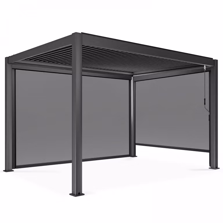 Pergola bioclimatica autoportante 3x4m con 2 tende - Oviala Athenes